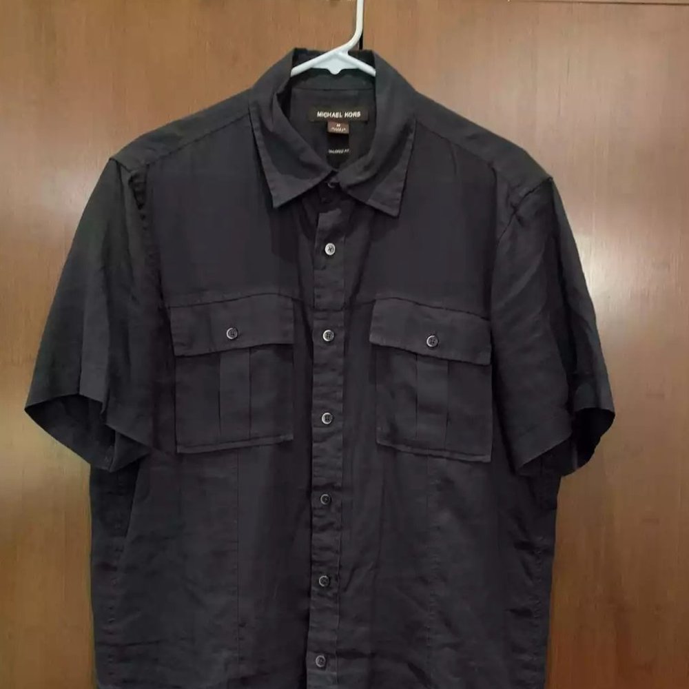 Michael Kors Linen Short Sleeve Button Up